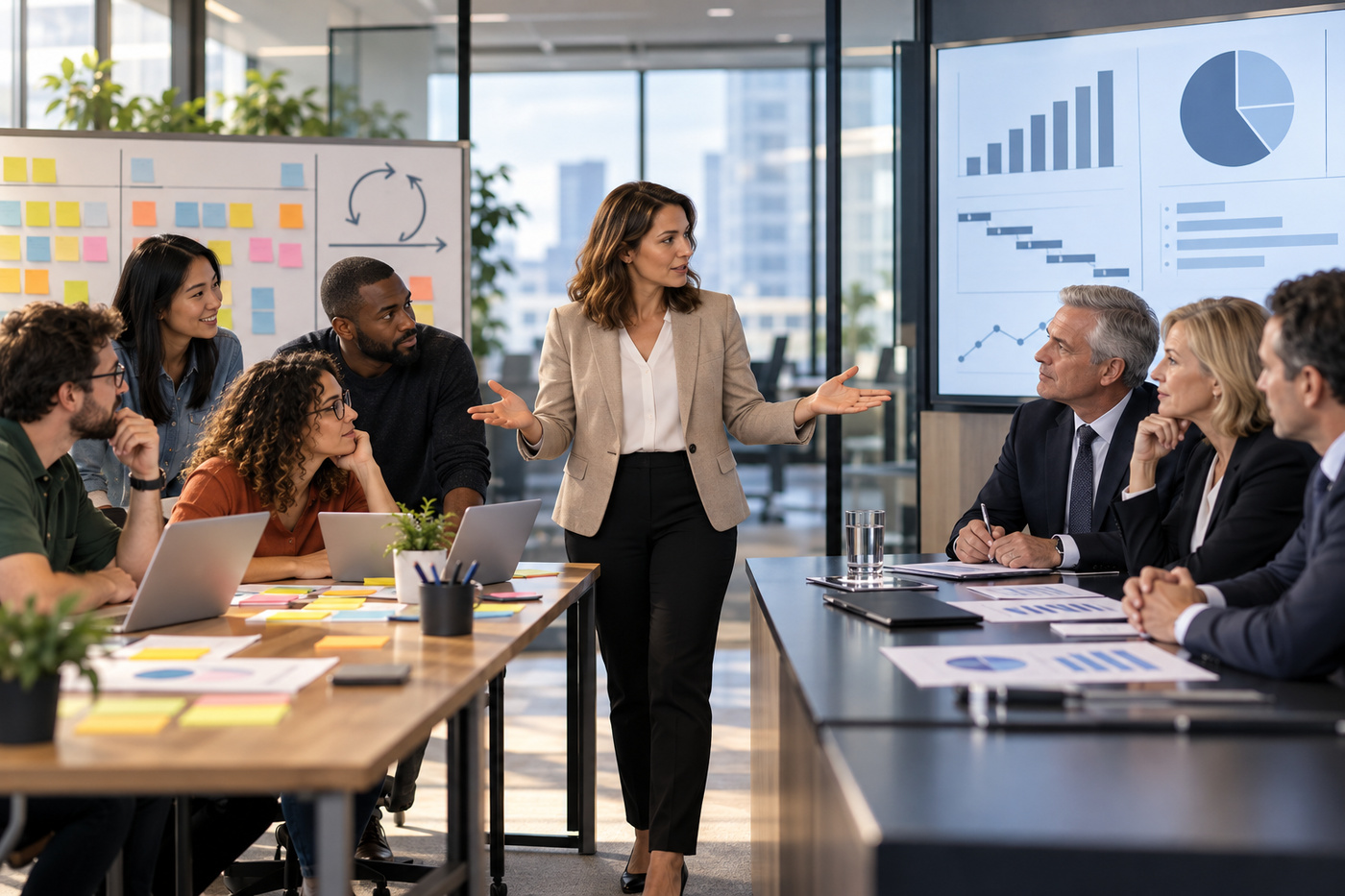 Project manager bridging an Agile team and a traditional steering committee